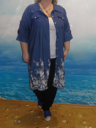 Рубашка-платье, джинс синий (Smart-Woman, Россия) — размеры 60-62, 64-66, 72-74