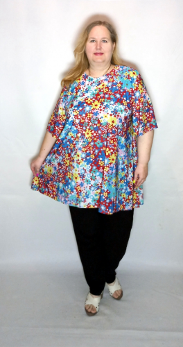 Туника "Классика лето " ( цветы) (Smart-Woman, Россия) — размеры 64-66, 68-70, 72-74, 76-78, 80-82